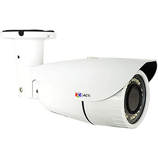 ACTi A42 5MP Zoom Bullet Camera with SLLS, 2.8x Zoom lens, f3.6-10mm/F1.5-2.8 (HOV:79.5°-38.1°), P-Iris, Auto Focus, H.265/H.264, 1080p/60fps, 2D+3D DNR, Audio, PoE/DC12V, IP66, IK10, DI/DO