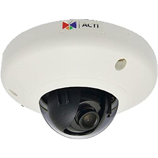 ACTi E93 5MP Indoor Mini Dome Camera with Basic WDR, Fixed Lens, f1.9mm/F2.8 (HOV:126.9° (Overview area), 77.4° (High detail area)), H.264, 1080p/30fps, DNR, MicroSDHC/MicroSDXC, PoE, IK08