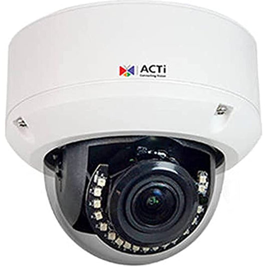 ACTi A87 5MP Outdoor Zoom Dome Camera with SLLS, 4.3x Zoom lens, f2.8-12mm/F1.4-2.8, P-Iris, Auto Focus, H.265/H.264, 1080p/30fps, 2D+3D DNR, Audio, MicroSDHC/MicroSDXC, PoE/DC12V, IP66, IK10, DI/DO