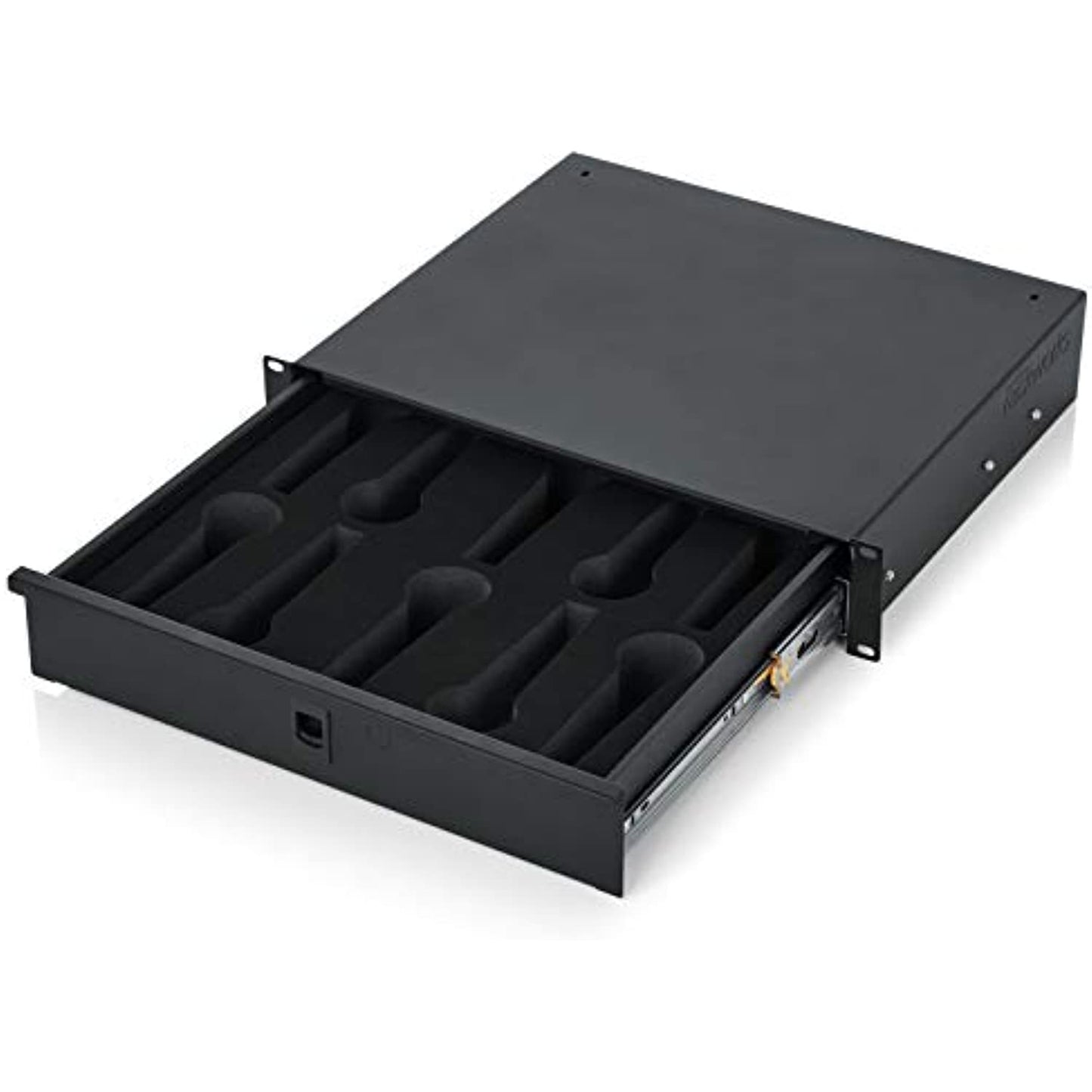 Gator Rackworks Wired Microphone Rack Mount Drawer with Lock - Fits 10 Wired Microphones; 2U Size (GRW-DRWMIC10)