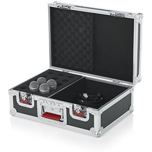 Gator Cases G-TOUR Road Case with Foam Drops for (15) Wired Microphones & Accessory Storage (G-TOUR M15)