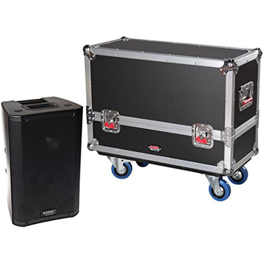 Gator Cases G-TOUR Series ATA Style Road Case for (2) QSC K8 Speaker Cabinets with Cable Storage and Heavy Duty 4" Casters (G-TOUR SPKR-2K8)