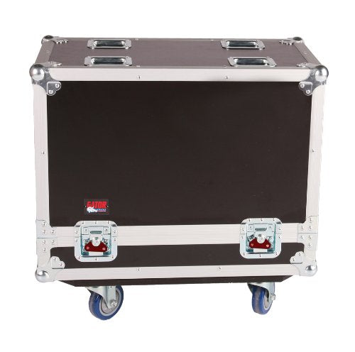 Gator Cases G-TOUR Series ATA Style Road Case for (2) QSC K12 Speaker Cabinets with Cable Storage and Heavy Duty 4" Casters (G-TOUR SPKR-2K12)