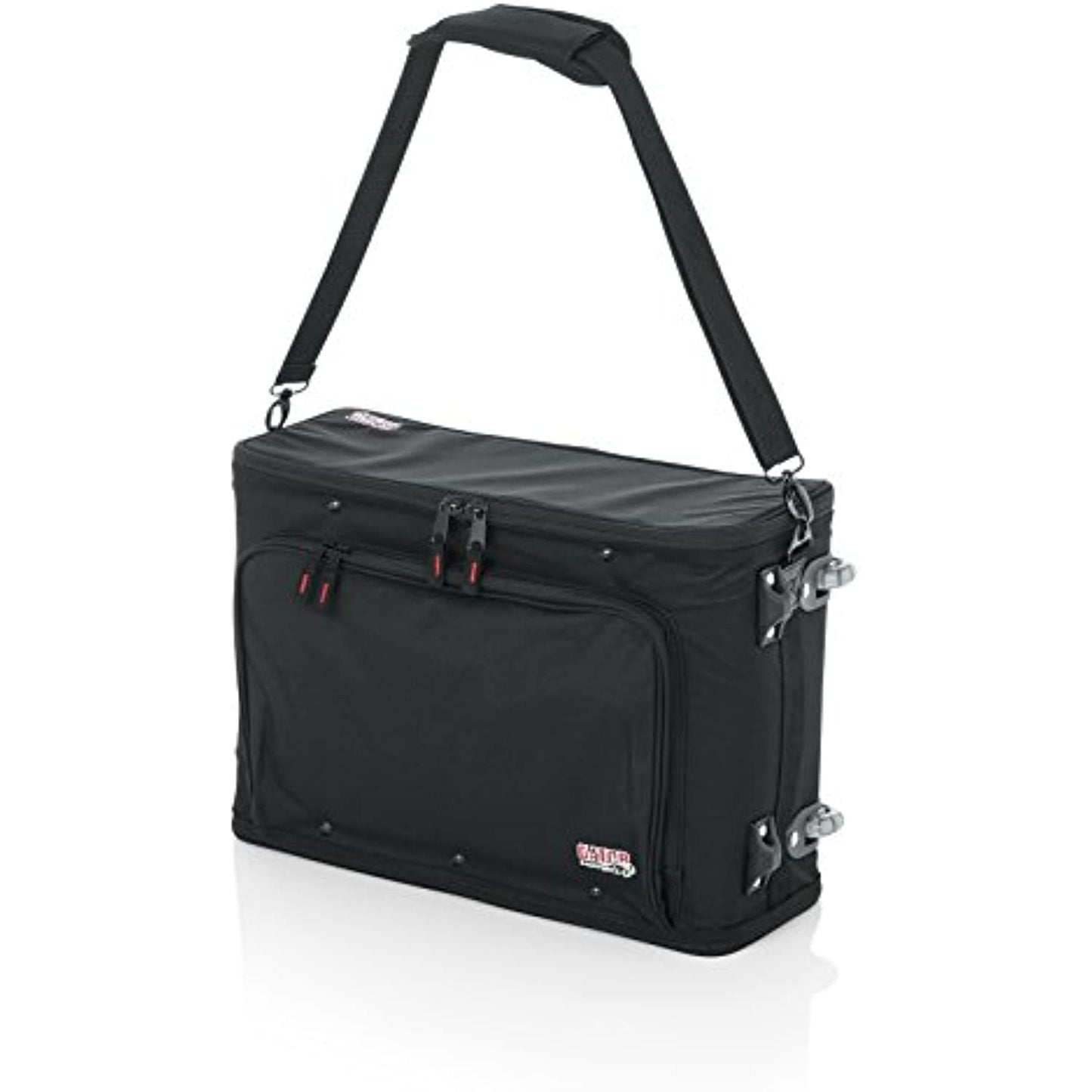 Gator Cases Lightweight Rack Bag with Removable Shoulder Strap, Pull handle, and Wheels; 2U Rack - 12.5" Rackable Depth (GR-RACKBAG-2UW)