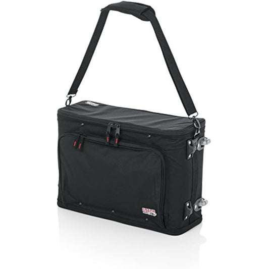Gator Cases Lightweight Rack Bag with Removable Shoulder Strap, Pull handle, and Wheels; 2U Rack - 12.5" Rackable Depth (GR-RACKBAG-2UW)