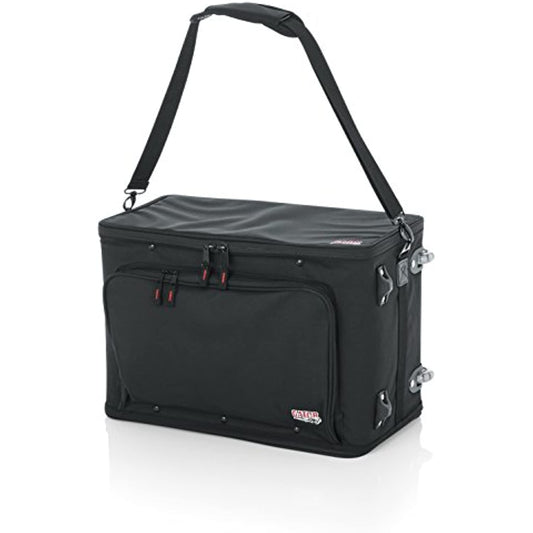Gator Cases Lightweight Rack Bag with Removable Shoulder Strap, Pull handle, and Wheels; 4U Rack - 12.5" Rackable Depth (GR-RACKBAG-4UW)