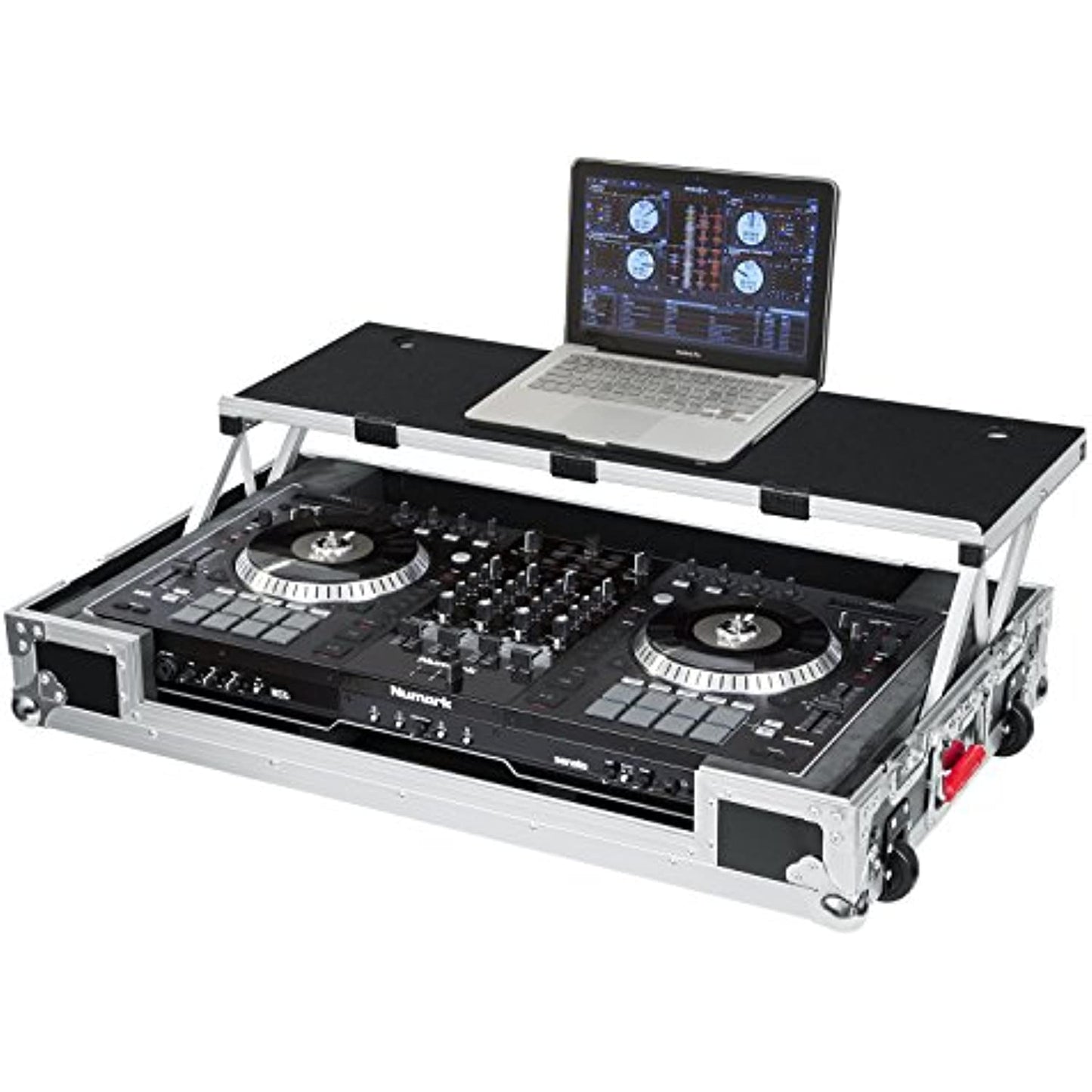 Gator Cases G-TOUR Series DJ Controller Road Case with Sliding Laptop Platform - Custom Fit for Numark NS7II; (G-TOURDSPNS7II)
