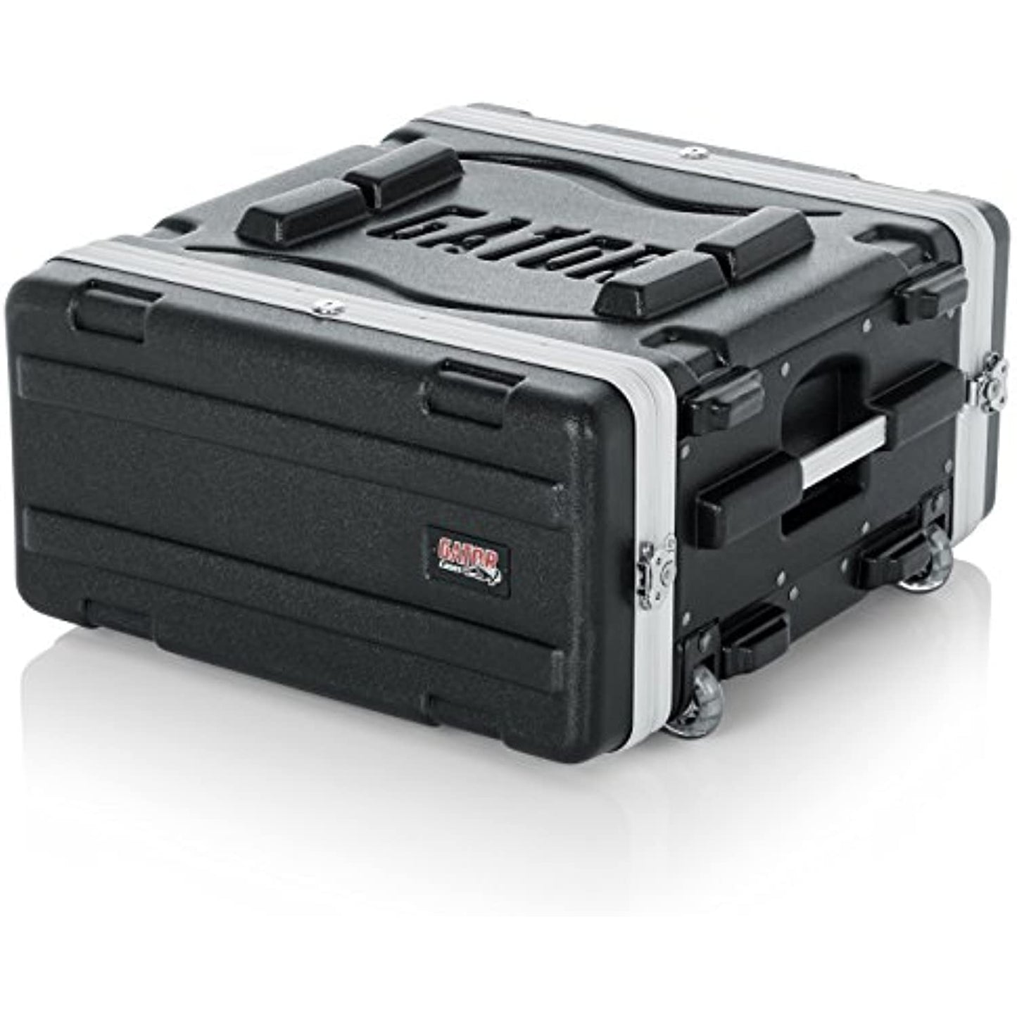 Gator Cases Lightweight Rolling 4U Rack Case with Heavy Duty Latches, Retractable Tow Handle, and Recessed Wheels; Standard 19.25" depth (GRR-4L)