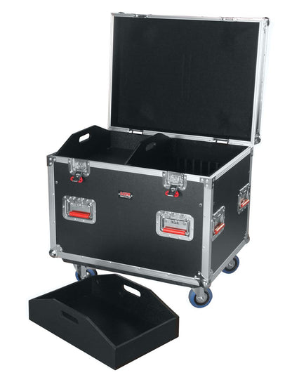 Gator Cases G-TOUR Series Equipment Storage Case / Cable Trunk with Heavy Duty Casters, Adjustable Dividers and Storage Trays, Truck Pack Size; 30" x 22" x 22" (G-TOURTRK302212)