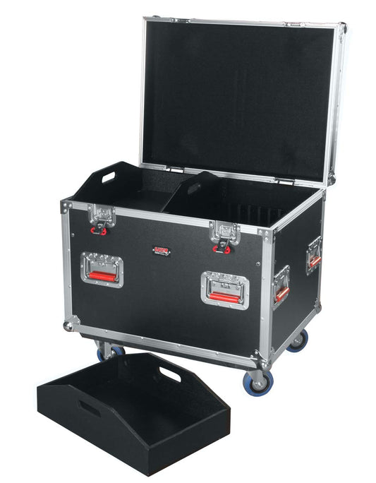 Gator Cases G-TOUR Series Equipment Storage Case / Cable Trunk with Heavy Duty Casters, Adjustable Dividers and Storage Trays, Truck Pack Size; 30" x 22" x 22" (G-TOURTRK302212)