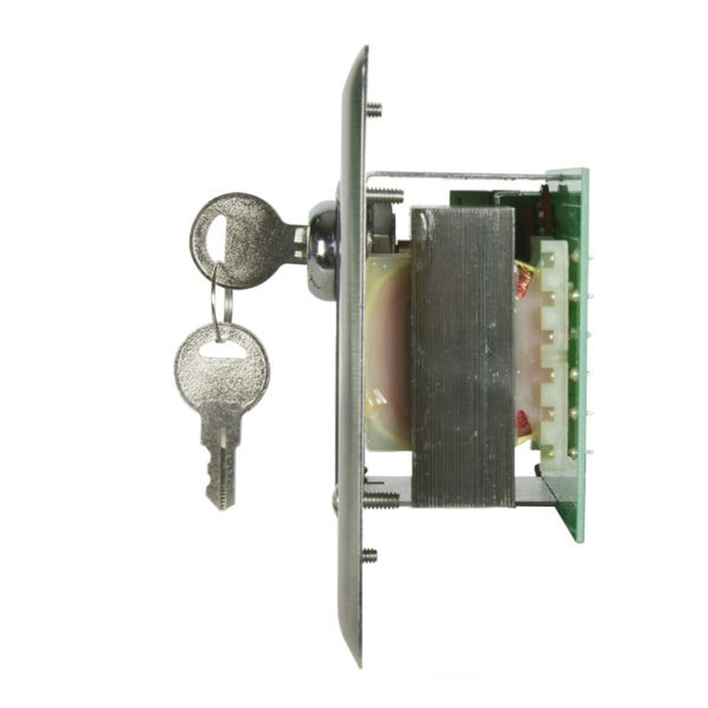 Lowell KL200-DSB 200W 2-Gang Decorator Wall Plate with Key Switch, Stainless Steel/Black