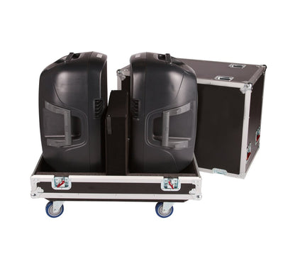 Gator Cases G-TOUR Series ATA Style Road Case for (2) 15-Inch Speaker Cabinets with Cable Storage and Heavy Duty 4" Casters (G-TOUR SPKR-215)