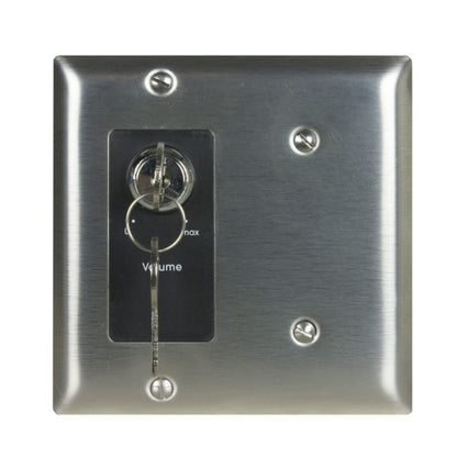 Lowell KL200-DSB 200W 2-Gang Decorator Wall Plate with Key Switch, Stainless Steel/Black