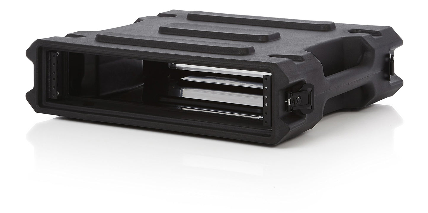 Gator Cases Pro Series Rotationally Molded 2U Rack Case with Standard 19" Depth; Made in USA (G-PRO-2U-19), Black (GPRO2U19)