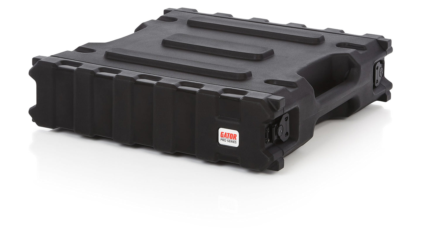 Gator Cases Pro Series Rotationally Molded 2U Rack Case with Standard 19" Depth; Made in USA (G-PRO-2U-19), Black (GPRO2U19)
