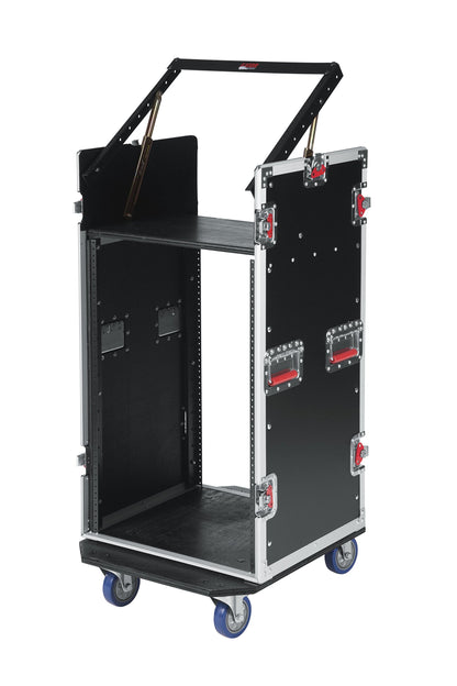 Gator Cases G-TOUR Audio Road Rack with Heavy-Duty Wheels and Tour Grade Hardware; 10U Pop Up Rack Top, and 16U Lower Rack (G-TOUR 10X16 PU)