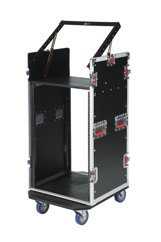 Gator Cases G-TOUR Audio Road Rack with Heavy-Duty Wheels and Tour Grade Hardware; 10U Pop Up Rack Top, and 16U Lower Rack (G-TOUR 10X16 PU)