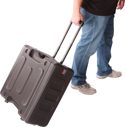 Gator Cases Pro Series Rotationally Molded 8U Rolling Rack Case with 19" Depth, Tow Handle & Recessed Wheels; Made in USA (G-PROR-8U-19)