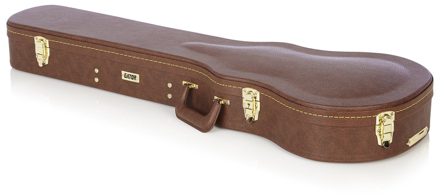 Gator Cases Deluxe Wood Case for Les Paul Electric Guitars; Brown Exterior (GW-LP-BROWN)