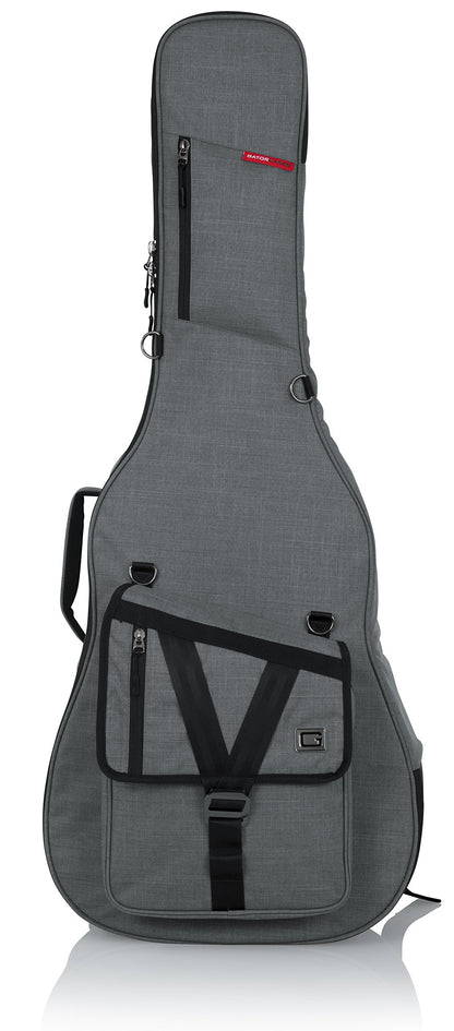 Gator Cases Transit Series Acoustic Guitar Gig Bag; Grey Exterior (GT-ACOUSTIC-GRY)
