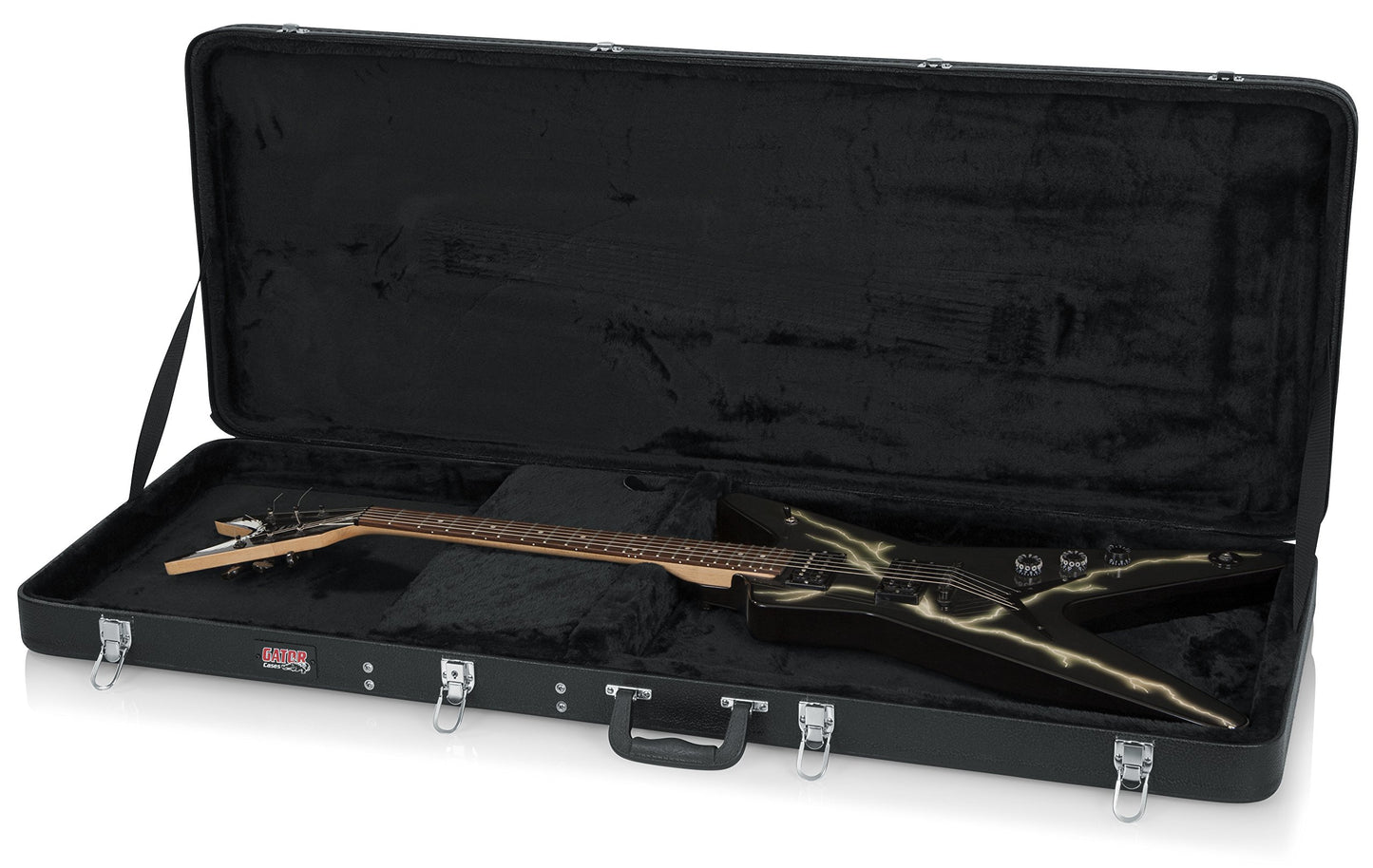 Gator Cases Hard-Shell Wood Case for Extreme Shaped Guitars; Fits Explorer, Flying V, BC Rich, & More (GWE-EXTREME)