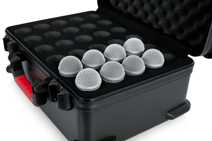 Gator Cases Molded Flight Case to Hold Up to (30) Wired Microphones with TSA Approved Locking Latch; (GTSA-MIC30)