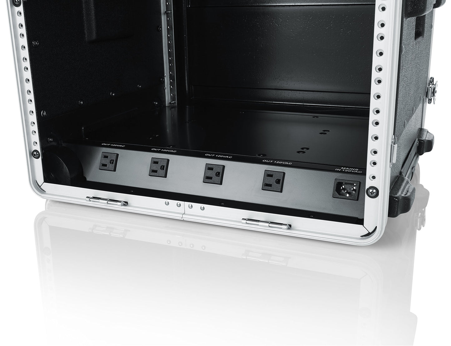 Gator Cases Lightweight Molded 4U Rack Case with Built-in Power Supply, Heavy Duty Latches, Retractable Tow Handle, and Recessed Wheels; 19.25" depth (GRR-4PL-US)