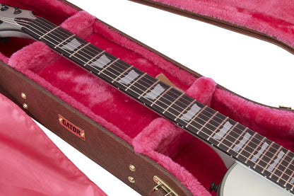 Gator Cases Deluxe Wood Case for Les Paul Electric Guitars; Brown Exterior (GW-LP-BROWN)