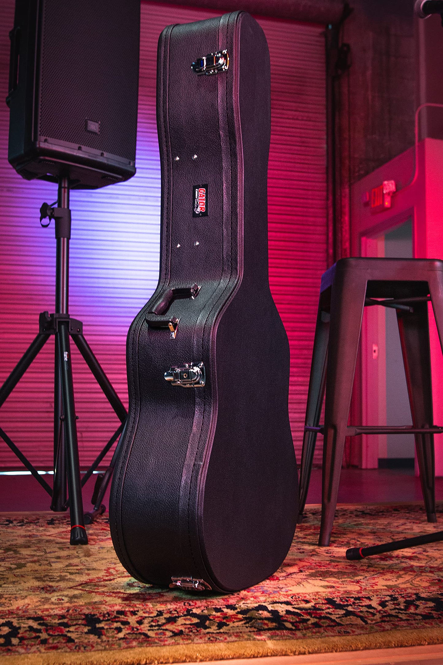 Gator Cases Hard-Shell Wood Case for 6 or 12 String Acoustic Dreadnought Guitars (GWE-DREAD 12)