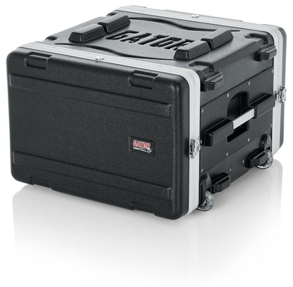 Gator Cases Lightweight Rolling 6U Rack Case with Heavy Duty Latches, Retractable Tow Handle, and Recessed Wheels; Standard 19.25" depth, 6U (GRR-6L)