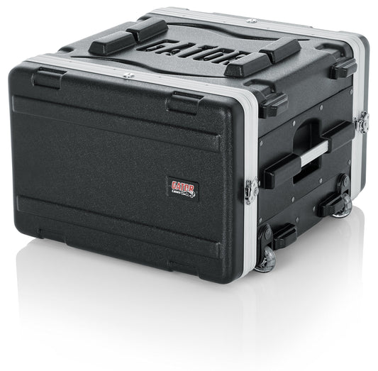 Gator Cases Lightweight Rolling 6U Rack Case with Heavy Duty Latches, Retractable Tow Handle, and Recessed Wheels; Standard 19.25" depth, 6U (GRR-6L)