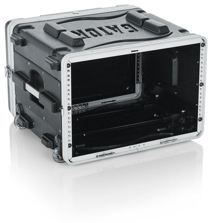 Gator Cases Lightweight Rolling 6U Rack Case with Heavy Duty Latches, Retractable Tow Handle, and Recessed Wheels; Standard 19.25" depth, 6U (GRR-6L)