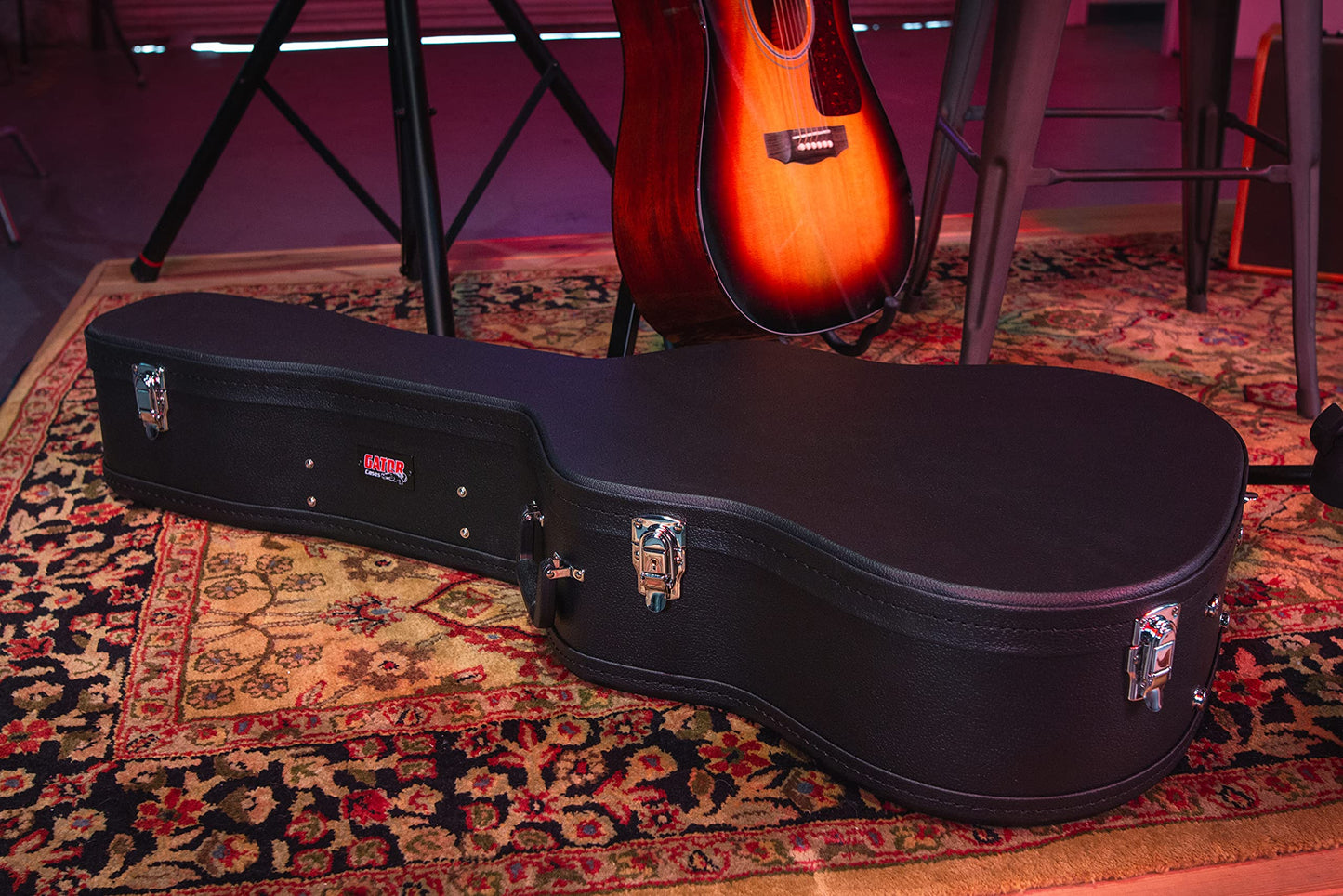 Gator Cases Hard-Shell Wood Case for 6 or 12 String Acoustic Dreadnought Guitars (GWE-DREAD 12)