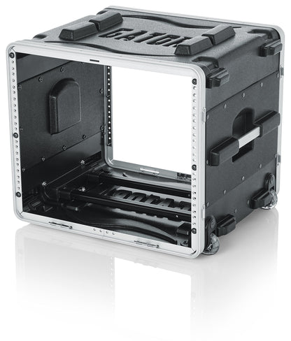 Gator Cases Lightweight Rolling 8U Rack Case with Heavy Duty Latches, Retractable Tow Handle, and Recessed Wheels; Standard 19.25" depth, 8U (GRR-8L)