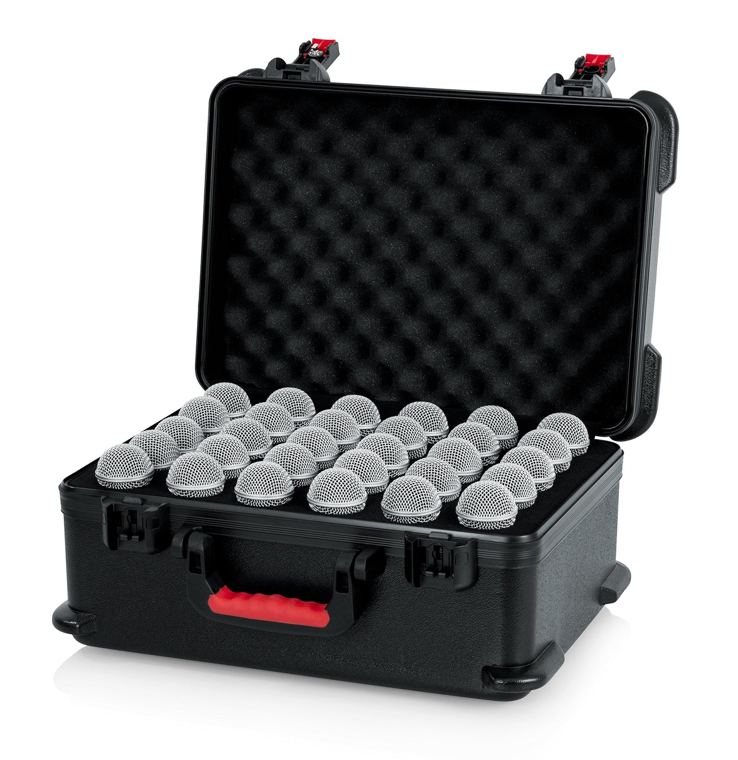 Gator Cases Molded Flight Case to Hold Up to (30) Wired Microphones with TSA Approved Locking Latch; (GTSA-MIC30)