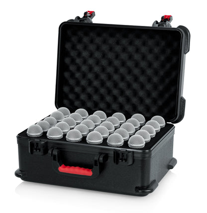 Gator Cases Molded Flight Case to Hold Up to (30) Wired Microphones with TSA Approved Locking Latch; (GTSA-MIC30)