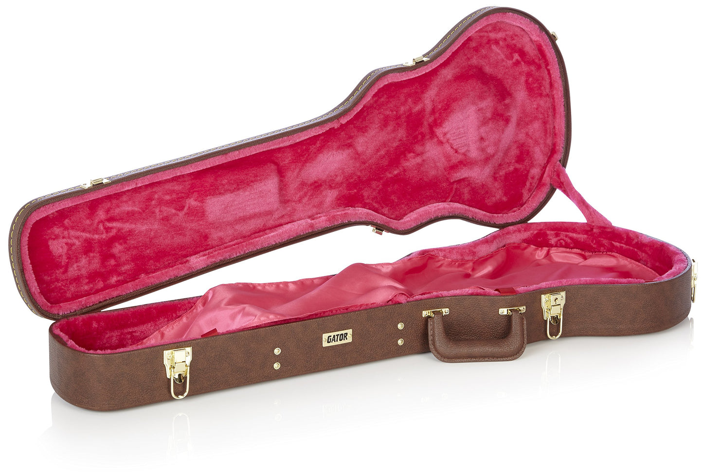Gator Cases Deluxe Wood Case for Les Paul Electric Guitars; Brown Exterior (GW-LP-BROWN)