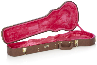 Gator Cases Deluxe Wood Case for Les Paul Electric Guitars; Brown Exterior (GW-LP-BROWN)