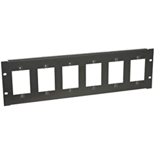 Lowell Manufacturing SG6P-3 3U Punched Rack Mount Panel for 1-Gang Devices, Black