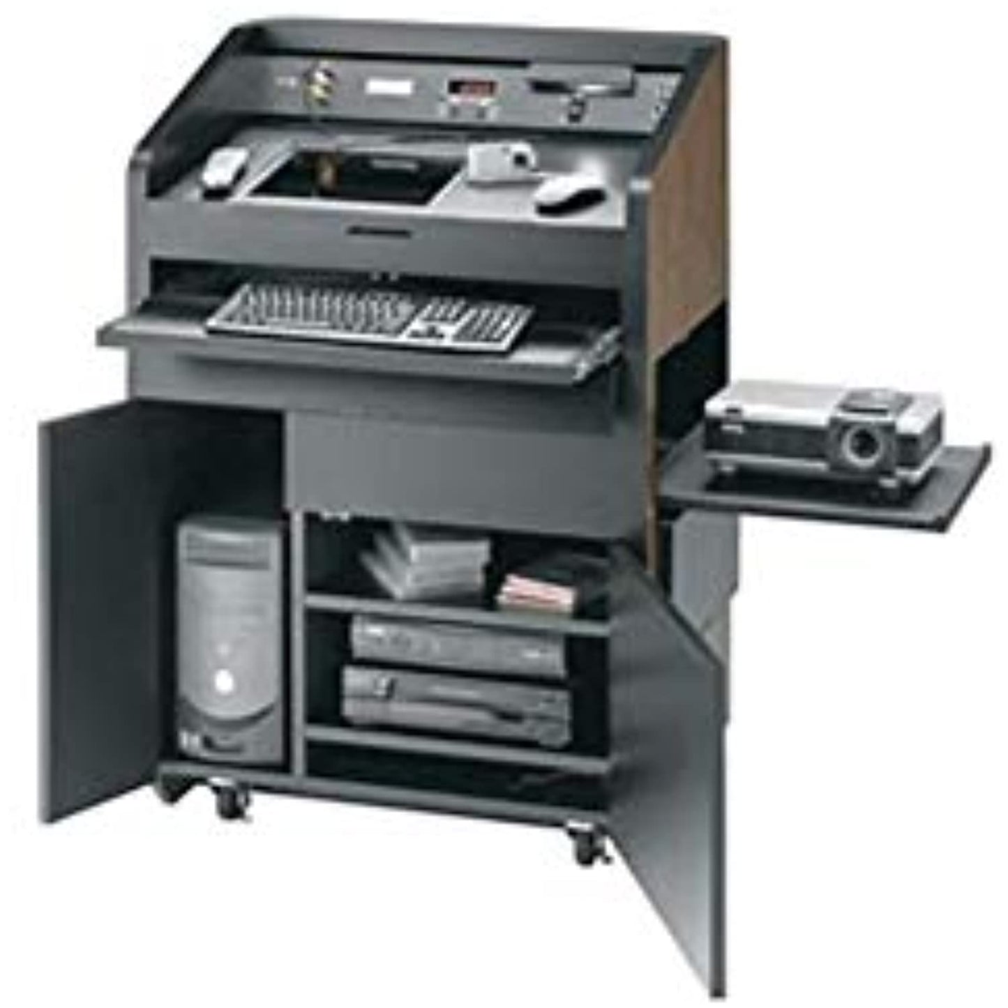 Da-Lite Office Conference Room Laptop Computer Workstation Presentation Multi-Media Lectern 42" With Sound System Standard Laminate