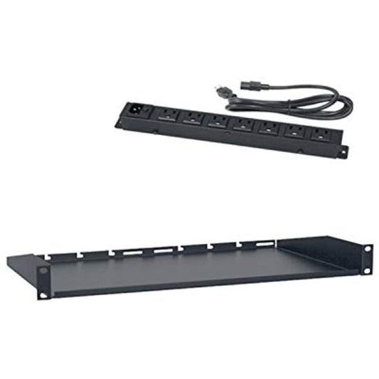 Lowell USAC110 US Utility Shelf + AC Power Strip, 1U