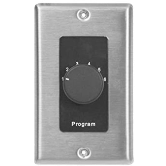 Lowell CS6-DSB 6-Source Program Selector Switch, Stainless Steel/Black, Single Unit