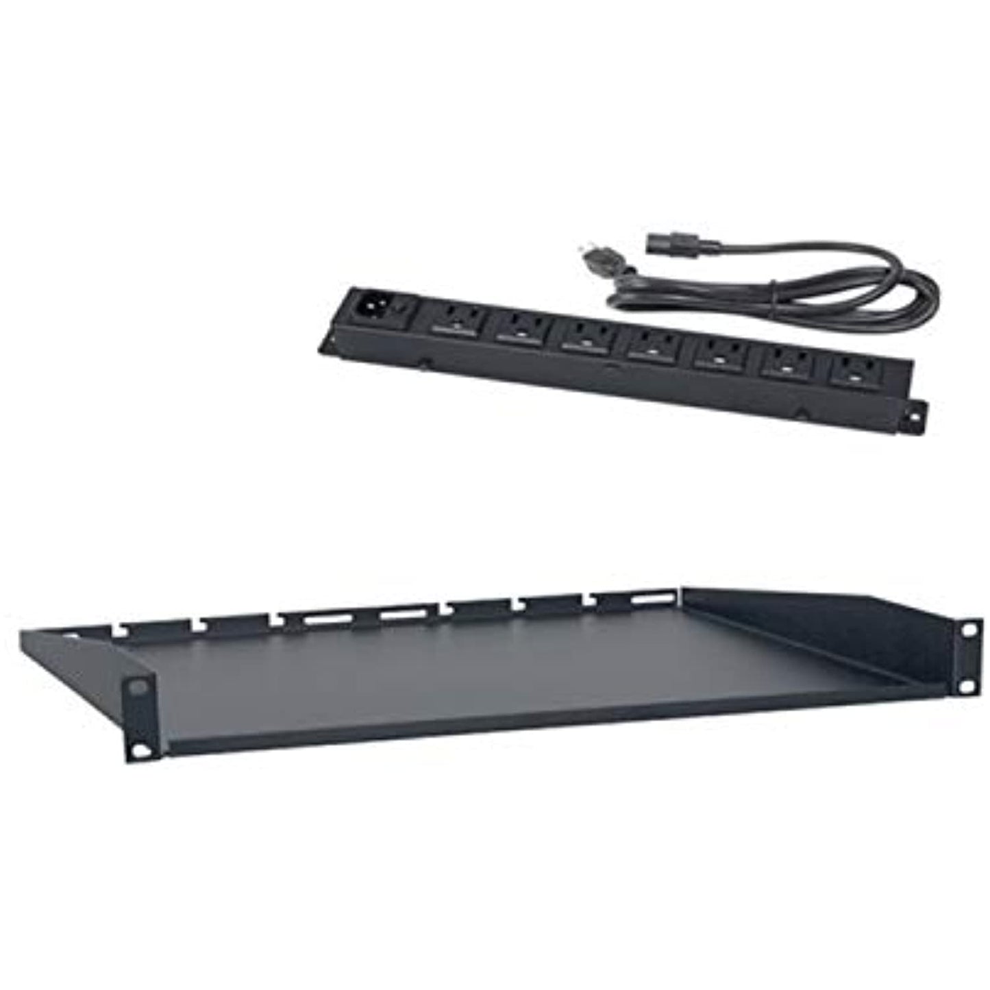 Lowell USAC114 US Utility Shelf + AC Power Strip, 1U