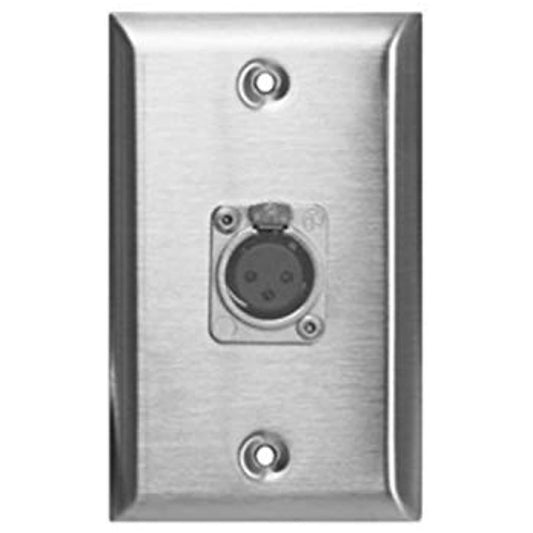 Lowell Manufacturing WP1-NC3FD 1-Gang Steel Wall Plate with One Neutrik NC3FDL Female Mic Connectors