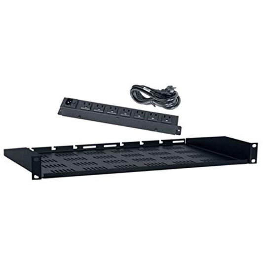 Lowell USVAC-110 USV Utility Shelf + AC Power Strip, 1U