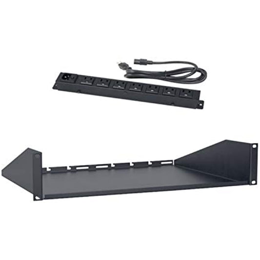 Lowell USAC214 US Utility Shelf + AC Power Strip, 2U