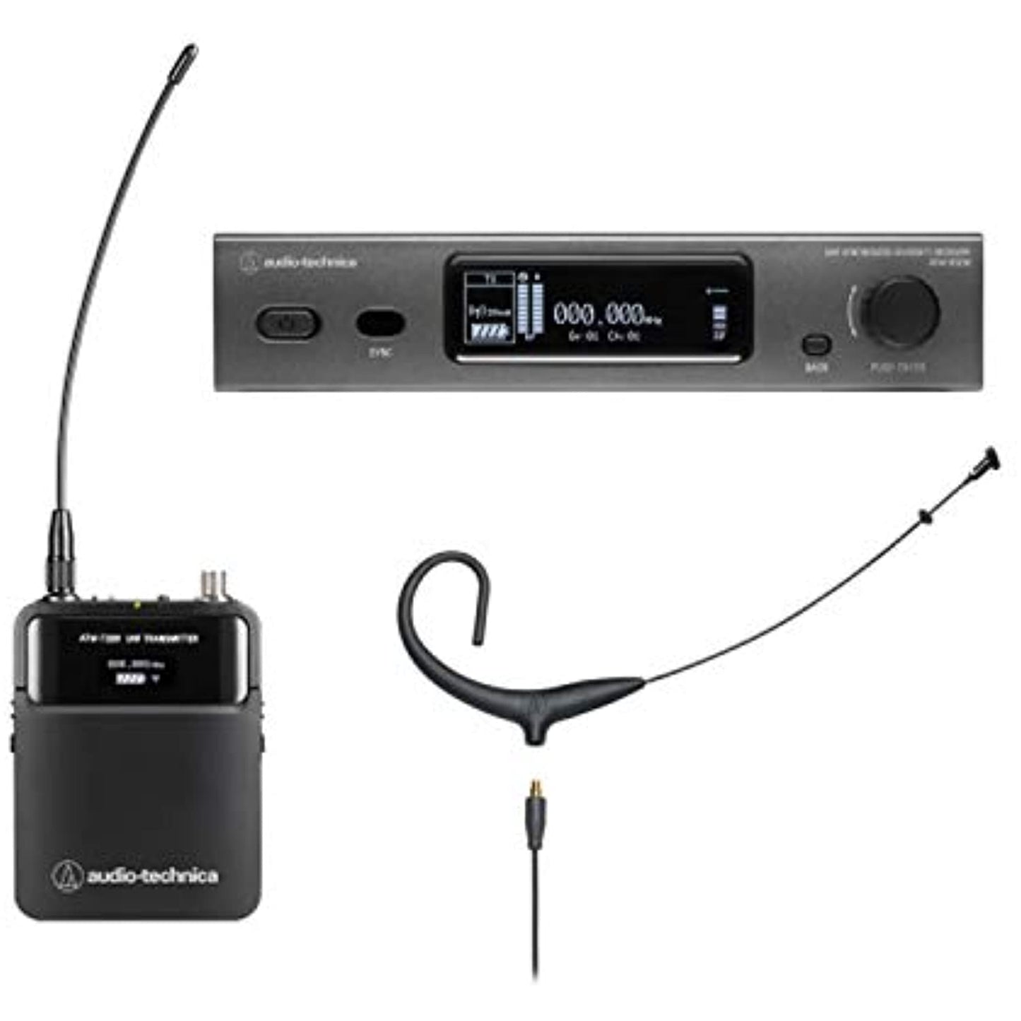 Audio-Technica ATW-3211N894X EE1 3000 Series Network Wireless Cardioid Earset System, EE1 530-590 MHz, Black