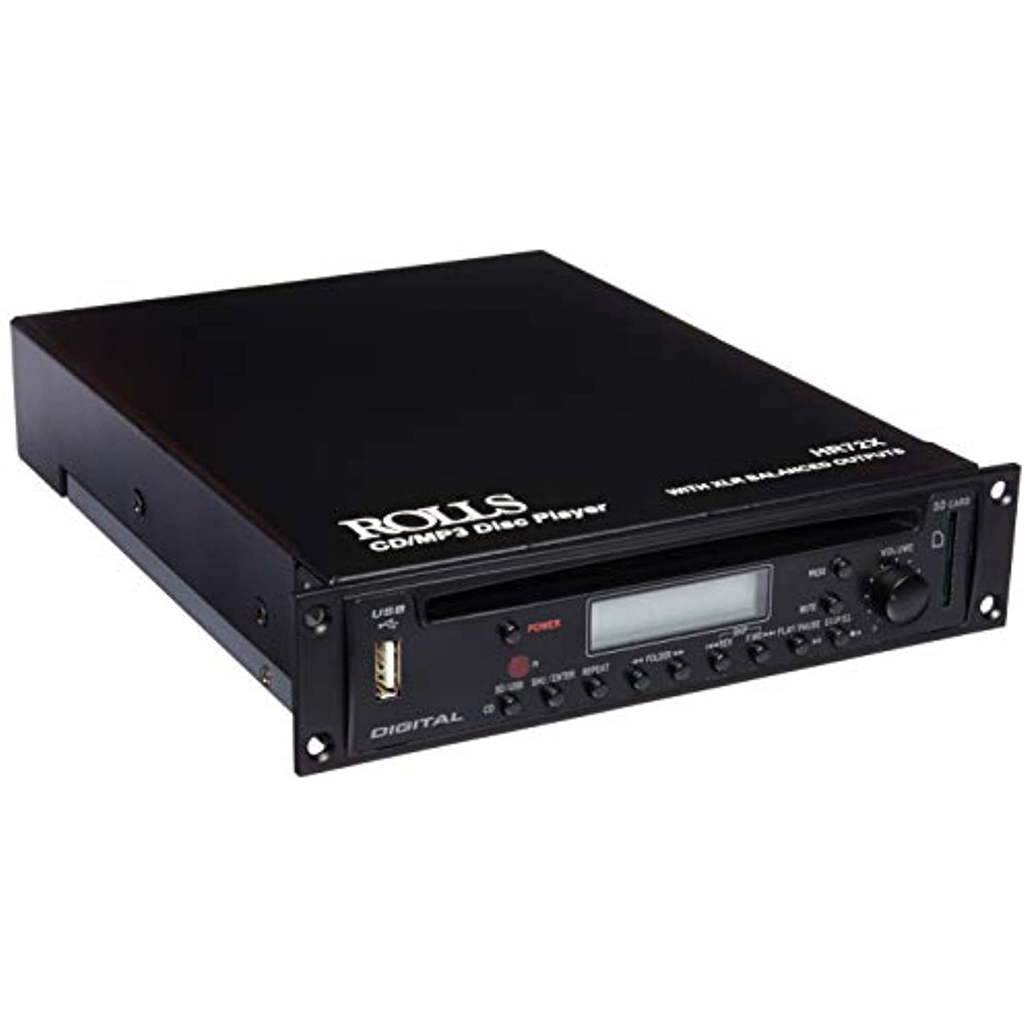 Rolls Rack Mountable CD/MP3 Player with XLR Output Connectors HR72X, Black, 1.70 x 8.00 x 6.75