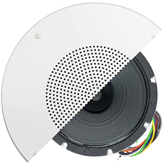 Lowell R1810-72 8 Inch 15W Dual Cone Speaker, 5W Transformer, Grille, White