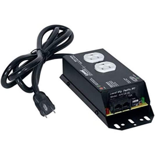Lowell RPC-P15 Pass-Through Remote Power Control, 15A, 5-15R Duplex Outlet, Cord